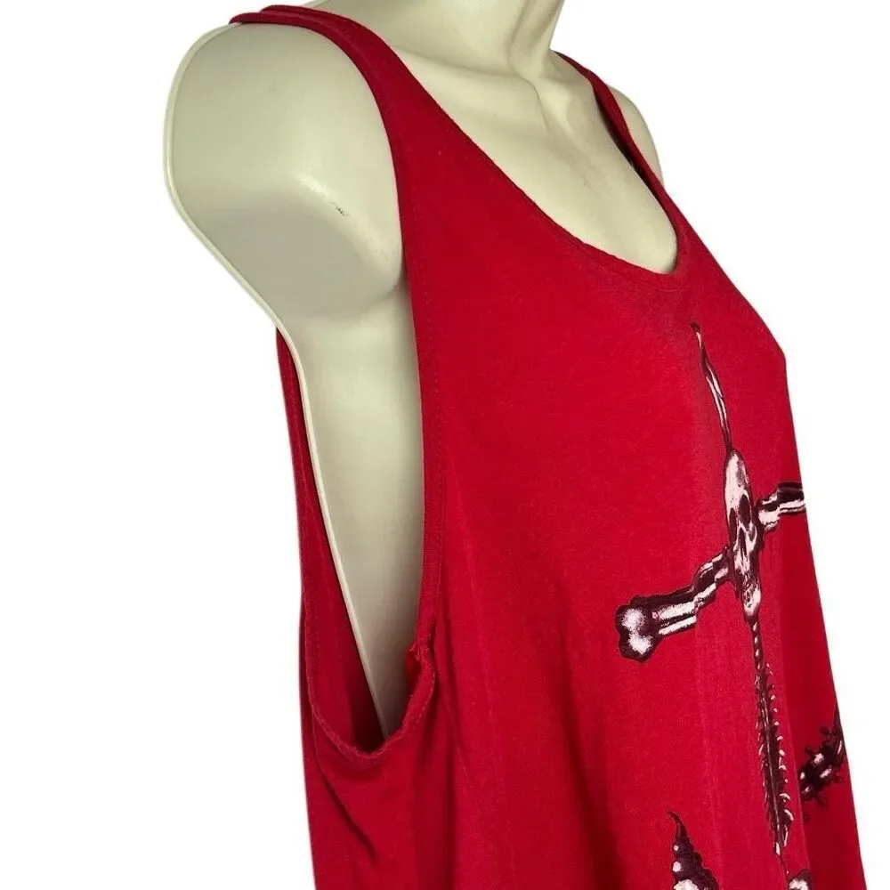 Y2K Hot Topic Indie Sleaze Red Skull Anchor Pirate Top SM